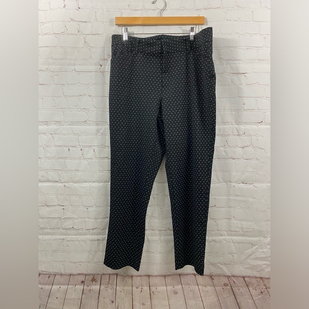 Faded Glory Womens Plus Size 16 Black White Dots Stretchy Slacks Trousers Pants